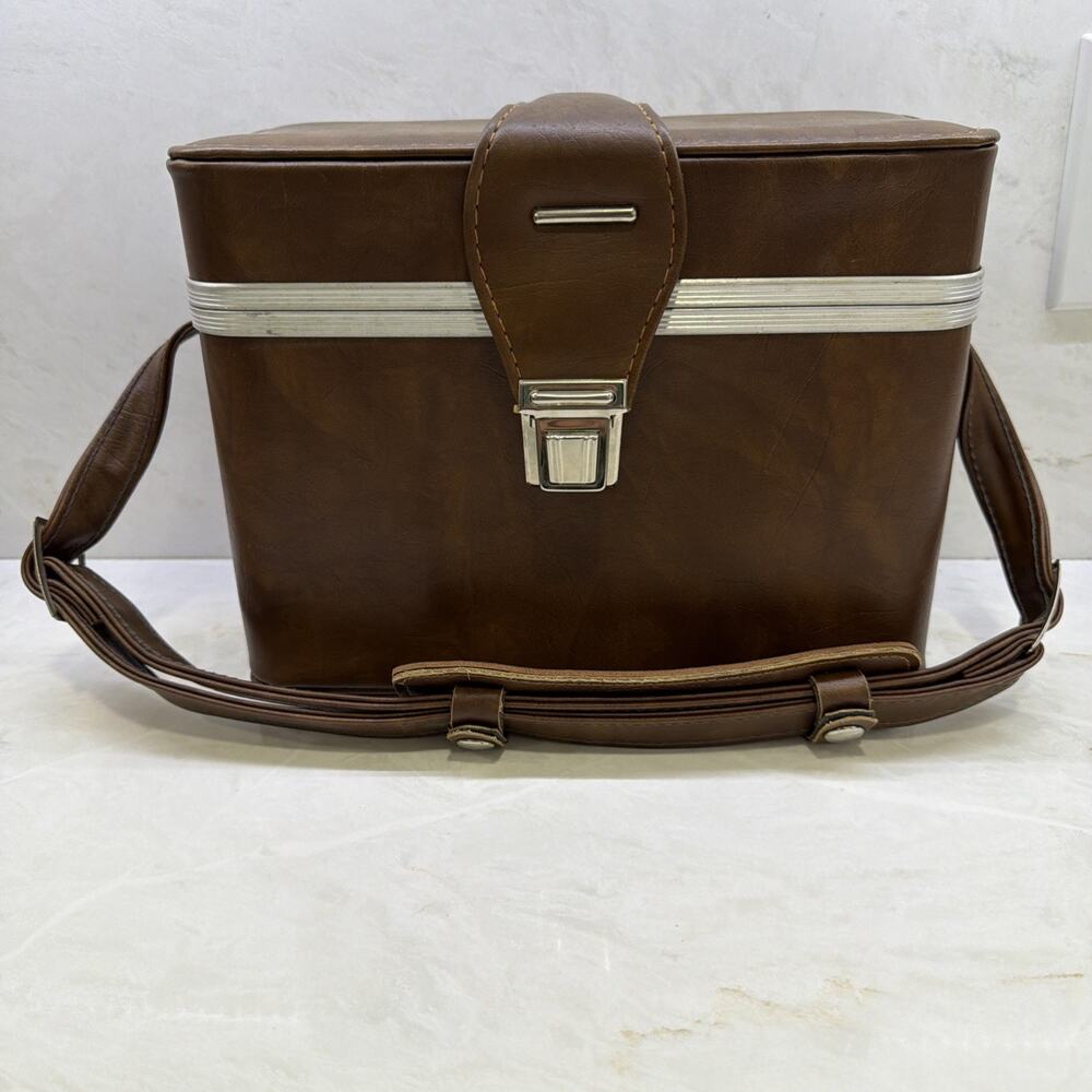 Vintage Coast Faux Leather Camera Bag/Travel Case 12" x 5.5" x 9" Made In Italy